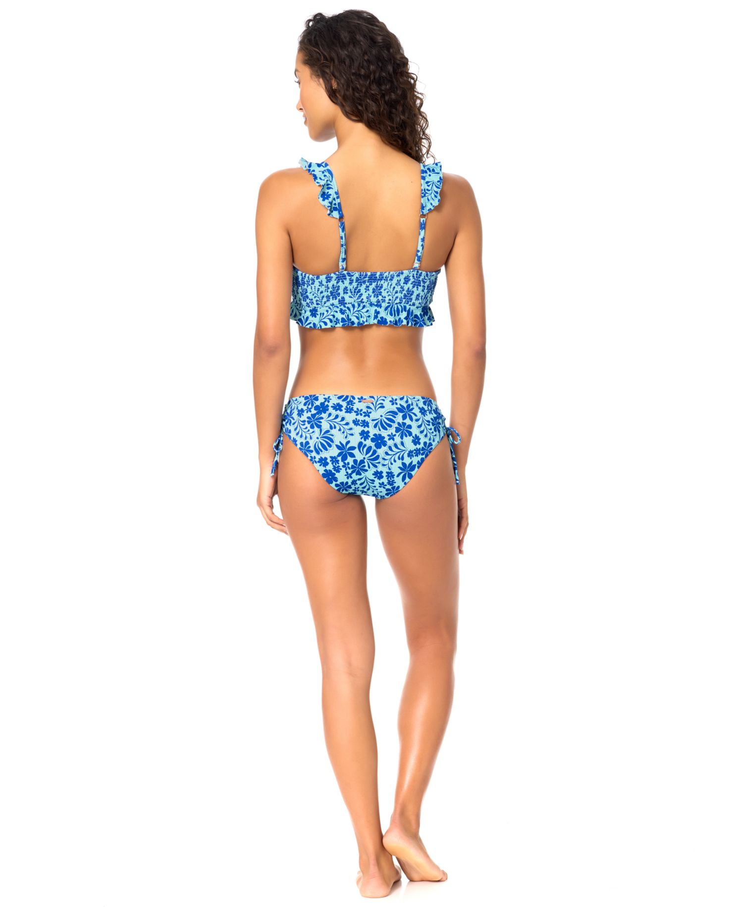 Women's Lily Scoop Neck Printed Swim Bikini Top and Luna Side-Tie Swim Bottoms
