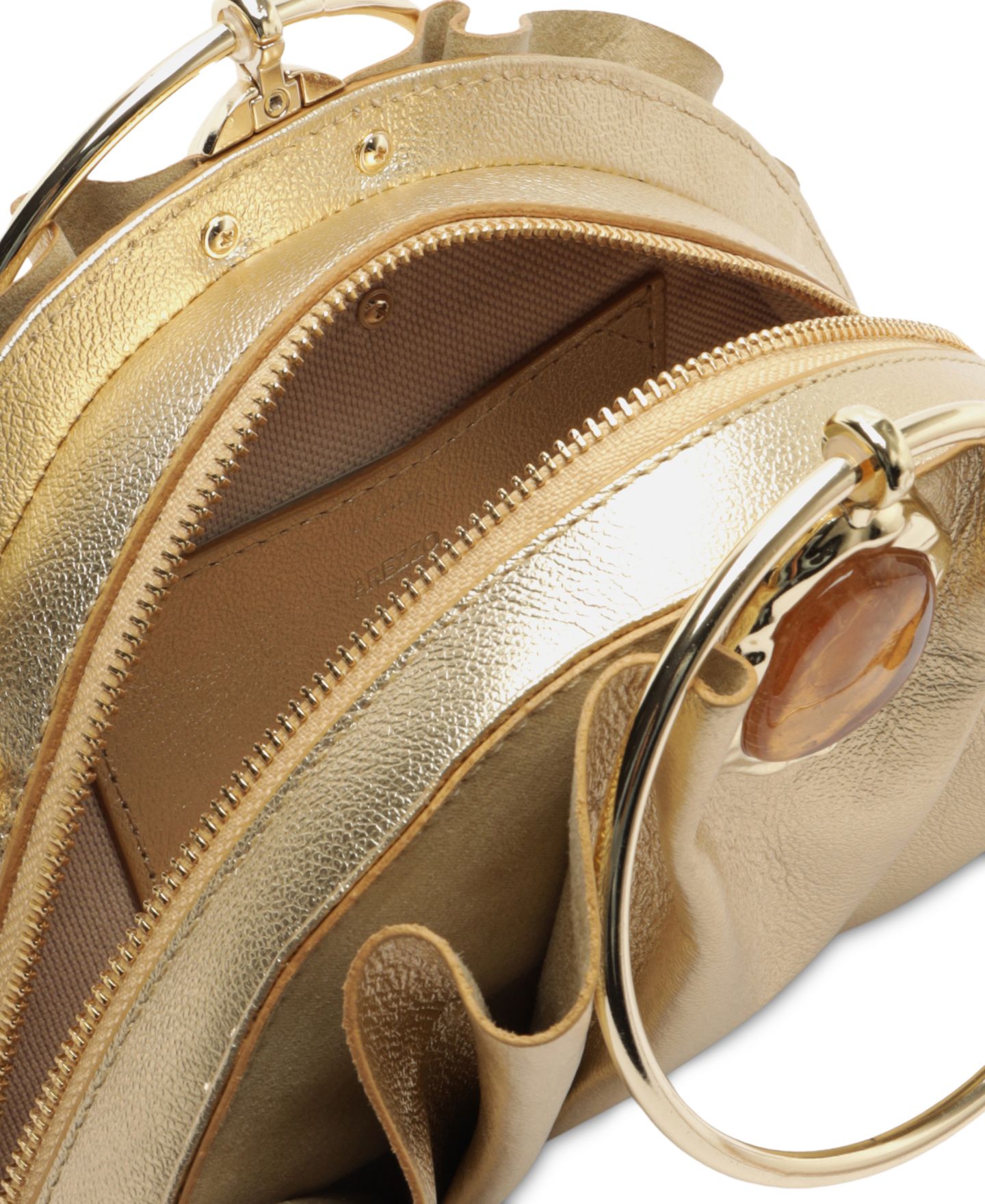 Женский клатч Arezzo Ravena Small Gold-Tone Ring Handle Clutch, цвет: Platino — фото 5
