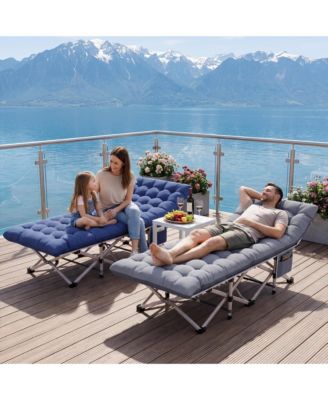 2-Piece Folding Bed Camping Cots with Removable Cotton Mattress (2 in a set), 600 lbs