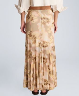 Women's Pull-On Godet Printed Maxi Skirt