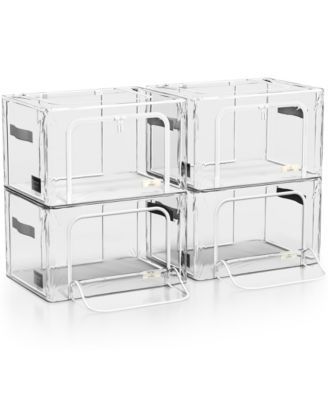 Large Foldable Clear Plastic Storage Bags with Metal Frame & Carry Handles for Bedding Linen & Clothing