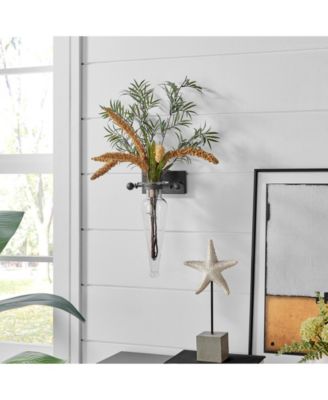 Clear Amphora Vase on Iron Sconce with Finials