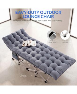 2-Piece Folding Bed & Camping Cots with Removable Cotton Mattress Indoor & Outdoor, 600lbs