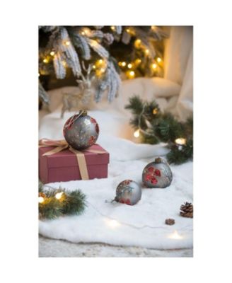 4.7" Glass Christmas Ball Ornaments Decorative Hanging Tree Ornaments Set of 4