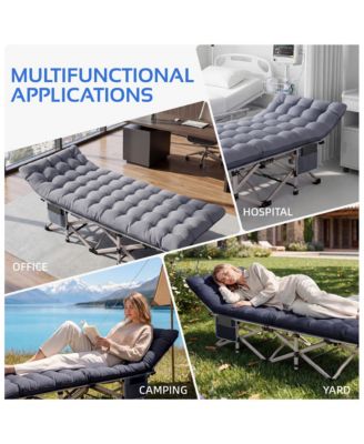 2-Piece Folding Bed Camping Cots with Removable Cotton Mattress (2 in a set), 600 lbs