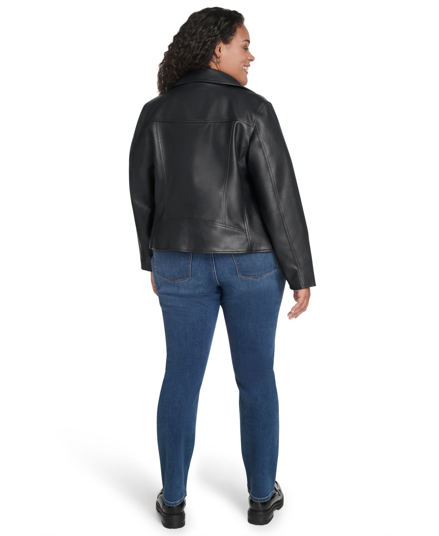Женская куртка Levi's Plus Size Faux-Leather Long Sleeve Moto, цвет: Чёрный — фото 5