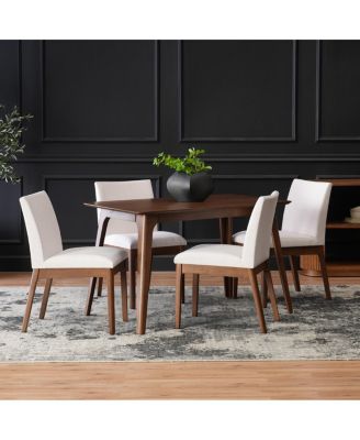 5-Piece Dining Table Set with Solid Wood Table and 4 Upholstered Chairs