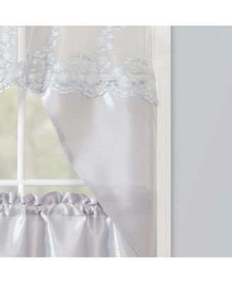 Polyester Bethany Embroidered 3 Piece Kitchen Curtains Tier & Swag Set