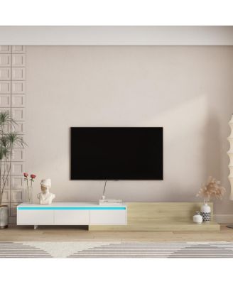 Modern TV Stand with LED Lights & Storage for Living Room