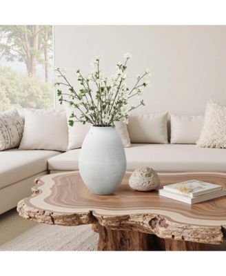 13" Cement Large Floor Vase, Antique White Rustic Vases, Decorative Terracotta Vases Home Decor, Farmhouse Pottery Home Accent