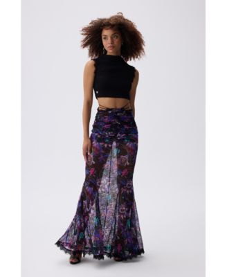 Women's Salvia Draped Floral Maxi Skirt