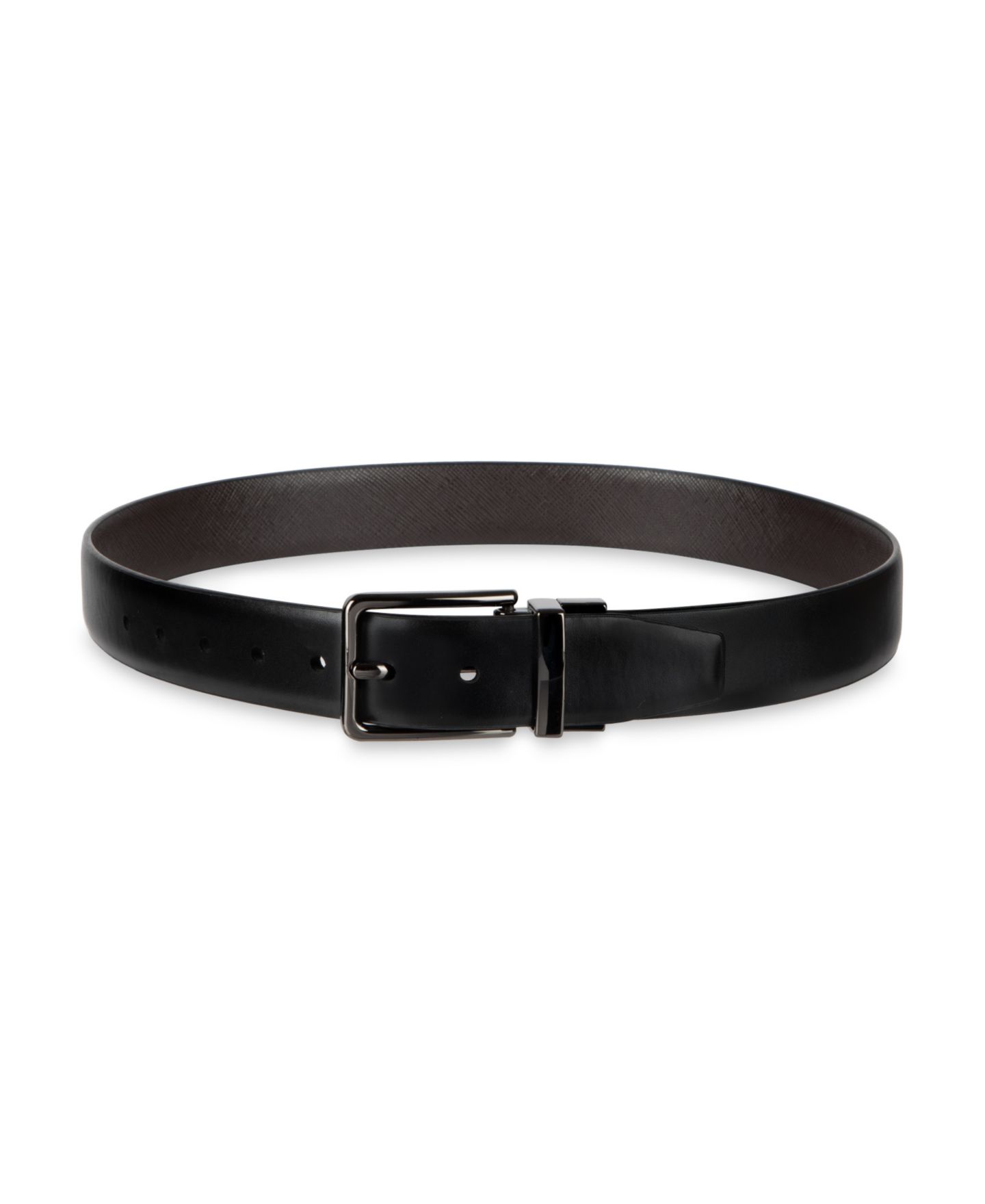 Ремень Calvin Klein Two-In-One Reversible Smooth-To-Saffiano Dress Belt для мальчиков, цвет: Чёрный / Коричневый — фото 4