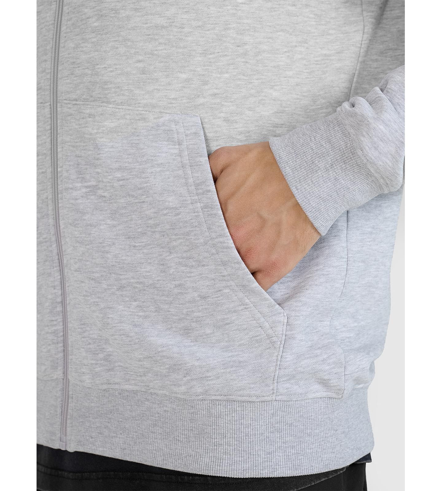 Мужской свитшот 4F Zip-Up Sweatshirt With A Hood, цвет: Светлый серый меланжевый — фото 5