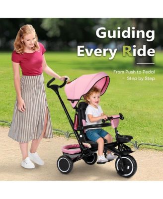 8-in-1 Folding Kids Tricycle Stroller with Adjustable Push Handle, Convertible Toddler