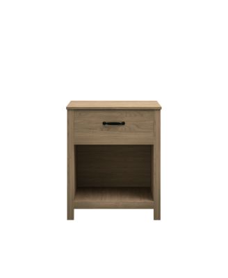Wood Nightstand with Drawer and Open Shelf