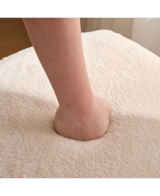 Triangle Storage Ottoman Set of 2, Faux Fur Footrest with Metal Legs, Reversible Lid for Living Room, Bedroom, Entryway