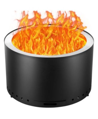 28-Inch Wood Burning Fire Pit with Removable Ash Pan, Stainless Steel Construction