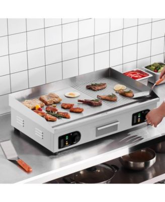 Commercial Electric Countertop Half Flat Top Griddle, Adjustable Temperature