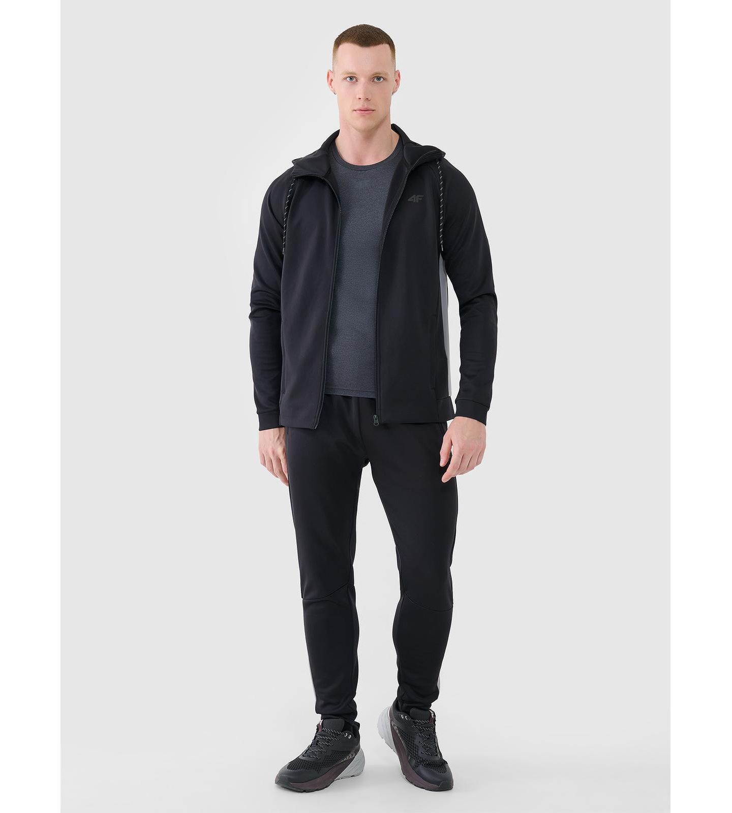 Мужской свитшот 4F Zipped Hooded Quick-Drying Training, цвет: Глубокий чёрный — фото 3