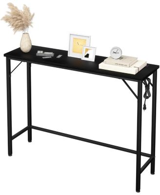 39.4" Narrow Industrial Console Table with Built-In Outlet and USB Ports