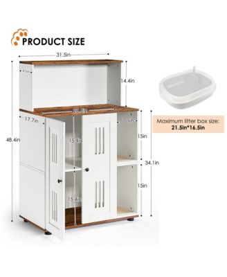 Double Cat Litter Box Enclosure – Hidden 2-Cat Furniture, Side Cabinet & Washroom