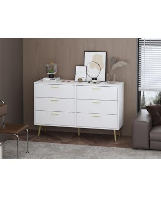 6-Drawers Solid Wood Chest of Drawer Accent Storage Cabinet, Bedroom Dresser