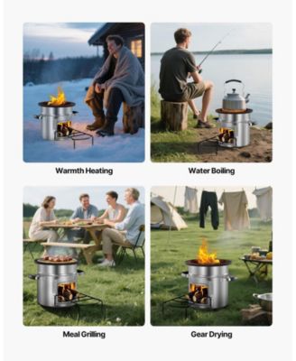 Portable Stainless Steel Camping Rocket Stove with Carry Bag Single Door