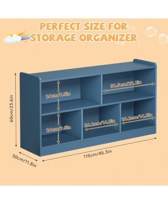 5 Cube Kids Bookcase - Wooden 2-Tier Storage Cabinet, Open Display Book Shelf for Nursery, School Classroom, Playroom