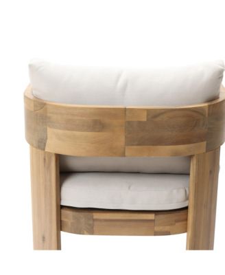 Set of 2 Outdoor Patio Chairs, Acacia Wood Accent Chairs with Cushions and Arms, Outdoor Dining Chairs for Porch, Balcony, and Garden