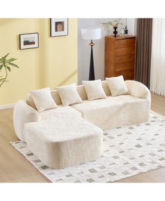 Chenille L-Shaped Sofa - Soft, Durable, Space-Saving Design