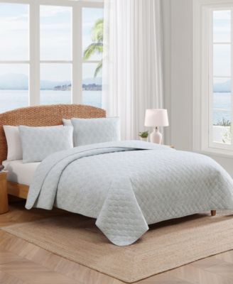 Line Palms Cotton Reversible 3-Pc. Quilt Set, King