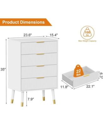 4 Drawer Dresser Set of 2 for Bedroom, Modern Closet Dressers Chest of Drawers, Storage Chest Cabinet Organizer Unit, Small Fluted Nightstand