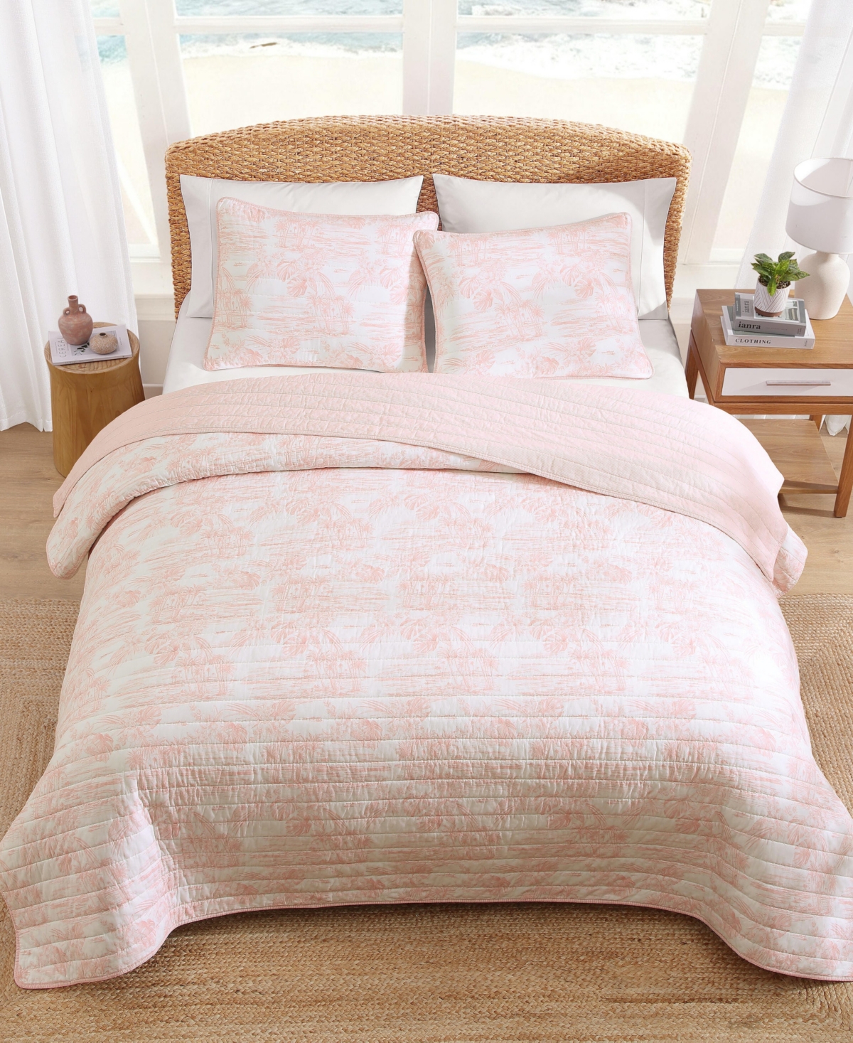 Tommy Bahama Home Beach Bluff Toile Cotton Reversible 3-Pc. Quilt Set
