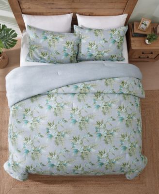 Floral Enchantment Cotton Reversible 3-Pc. Duvet Cover Set, Full/Queen