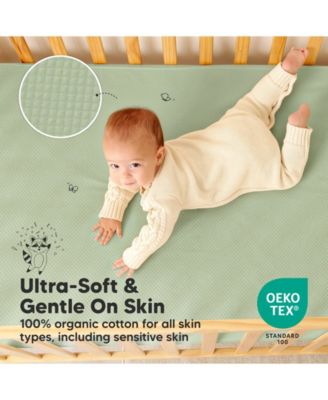 2-Pack Protect+ Waterproof Crib Mattress Protector Covers, Quin Quilted Cotton Baby Mattress Topper, Toddler Crib Sheets