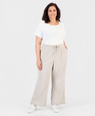 Plus Size Wide-Leg Drawstring Pants