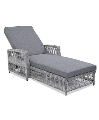 Outdoor Long Reclining Chaise Lounge with Armrests