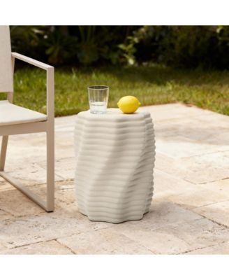 Sculptural MgO Patio Table, Tall Round Side Table for Outdoor Spaces