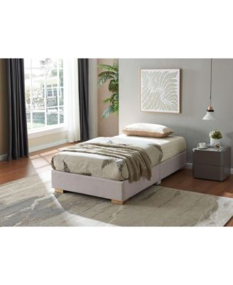 Lucas Upholstered Platform Contemporary Frame Bed, Brown/Gold