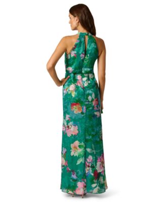 Petite Printed Halter-Neck Mermaid Dress