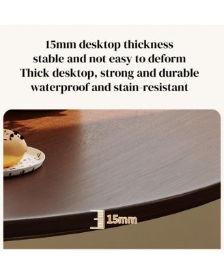 Walnut Round Dining Table, 31.5" Modern MDF & Steel Kitchen Table