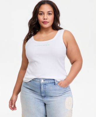 Trendy Plus Size Text Graphic Tank Top
