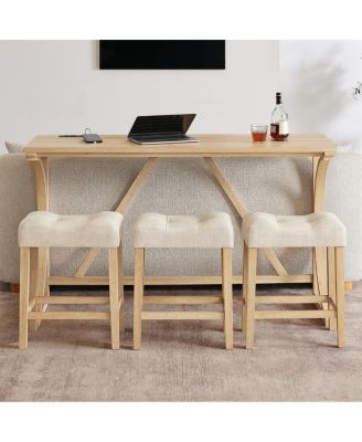 59" Bar Table Set with 3 Stools & Power Outlet