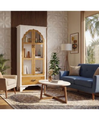 Wooden 3-Shelf Standard Bookcase with Acrylic Door, Drawer