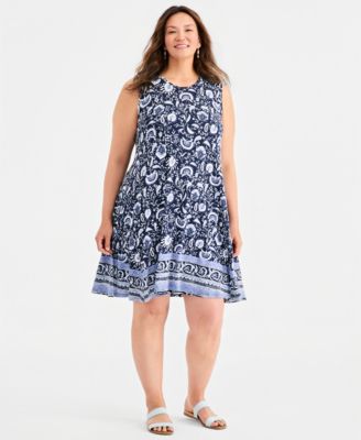 Plus Size Sleeveless Printed Flip Flop Dress