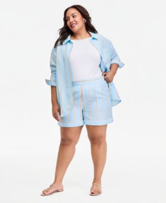 Trendy Plus Size Stretch-Waist Shorts