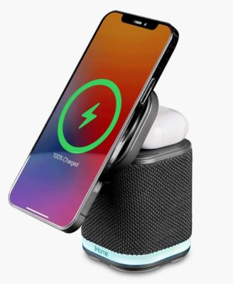 Power Tower Dual Wireless Charging Bluetooth Speaker with Night Light