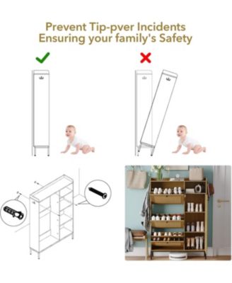 Rattan Shoe Cabinet with 3 Flip Drawers and 4 Tier Storage Freestanding Organizer Adjustable Shelves Bedroom