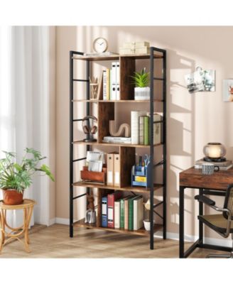 5-tier Bookcase 61 Inch Tall Industrial Bookshelf with Metal Frame