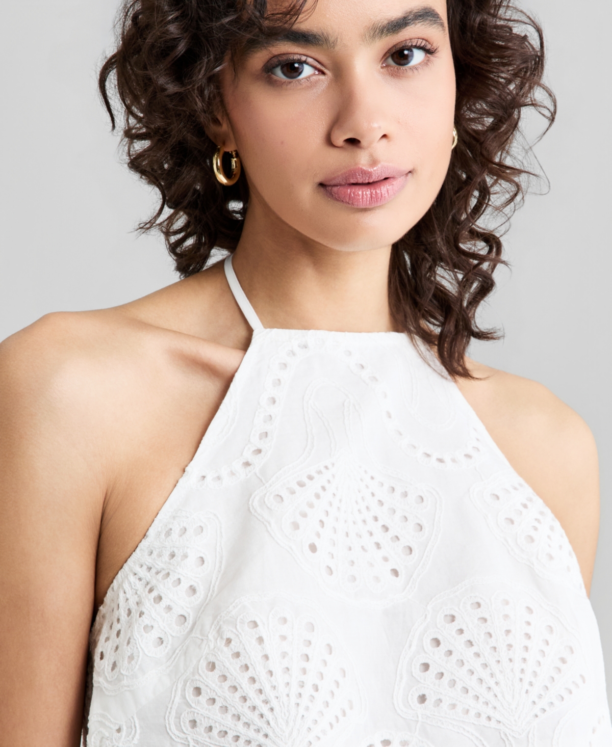 And Now This Women's Cotton Seashell Embroidered Halter Top, Macy's Exclusive
